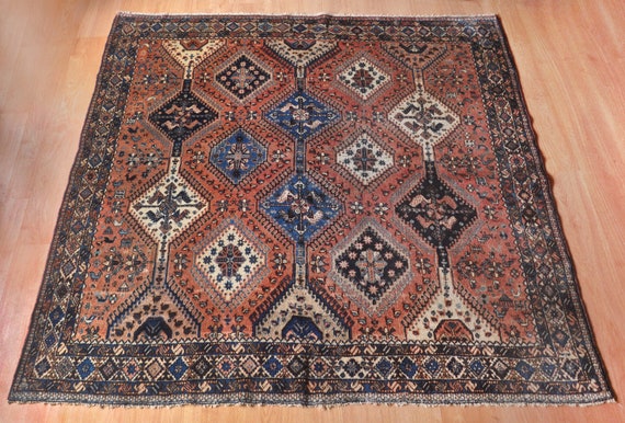 ヴィンテージ シラーズ ウール ラグ：幾何学模様、1980年代 - Etsy 日本