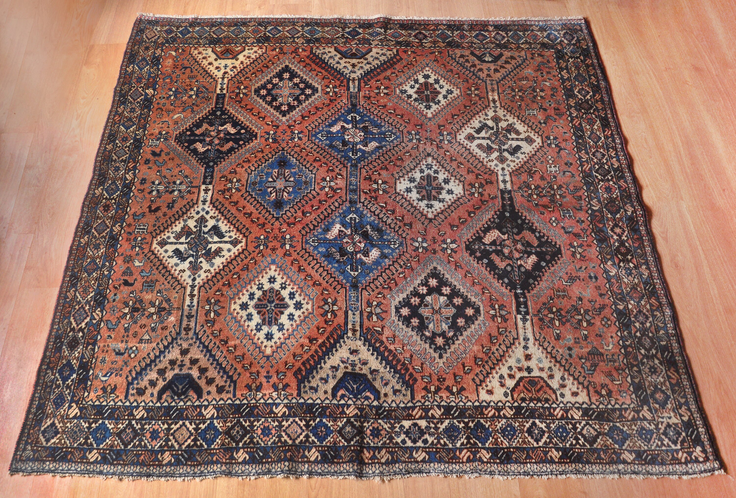 ヴィンテージ シラーズ ウール ラグ：幾何学模様、1980年代 - Etsy 日本