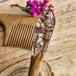 Wooden Hair Stick Resin Wood Hair Pin Epoxy Wood Jewelry Hair Fork Wooden Resin Bun Holder Terrarium Jewelry Flowers