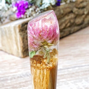 Wood Hair Stick with Flower, Hair Accessories for Women, Flower Hair Jewelry, Wooden Bun Holder, Hair Slide, Hair Pin Holder