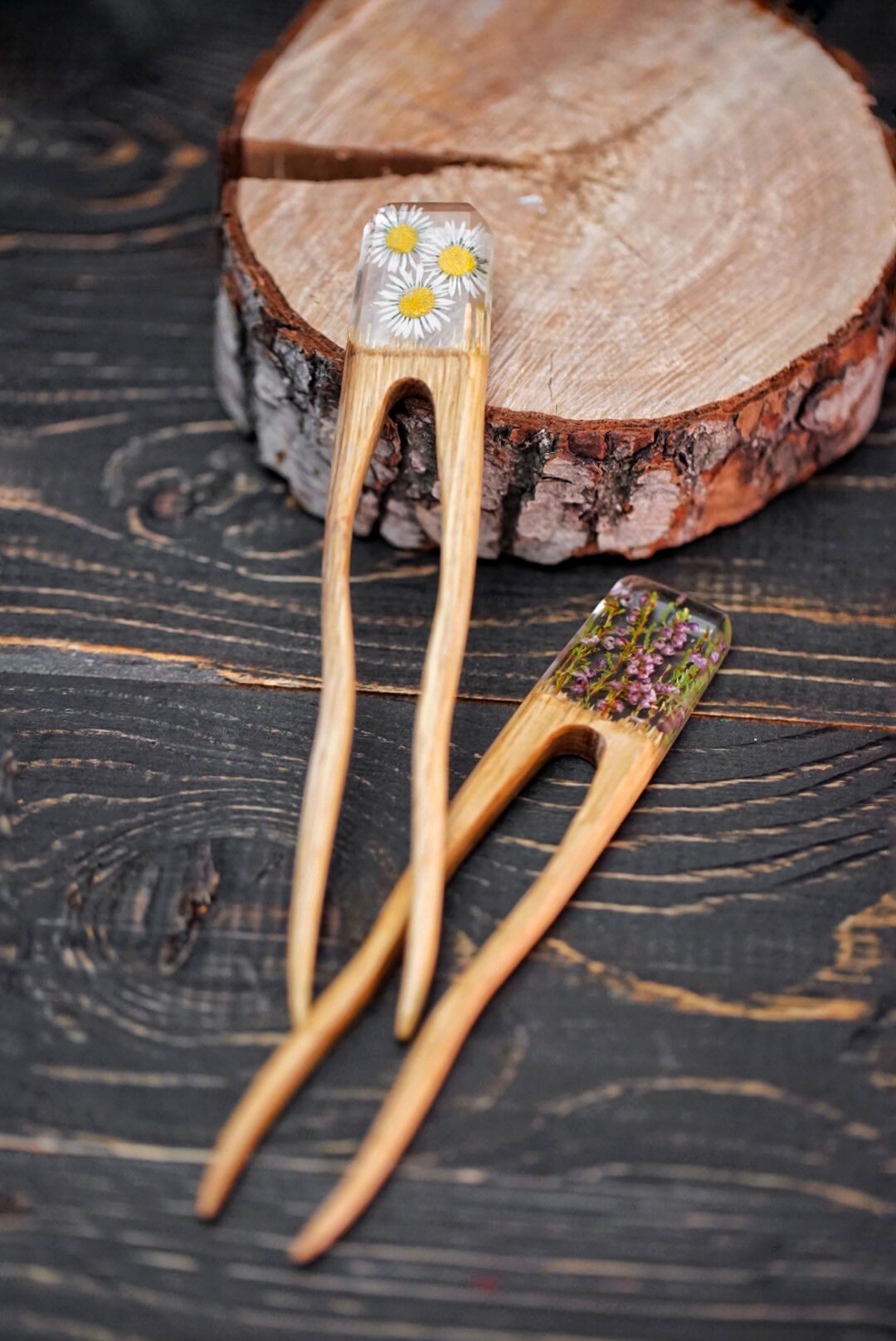 Personalized Hair Fork, Jewelry Resin Hairpin, Wood Hair  display picture 1