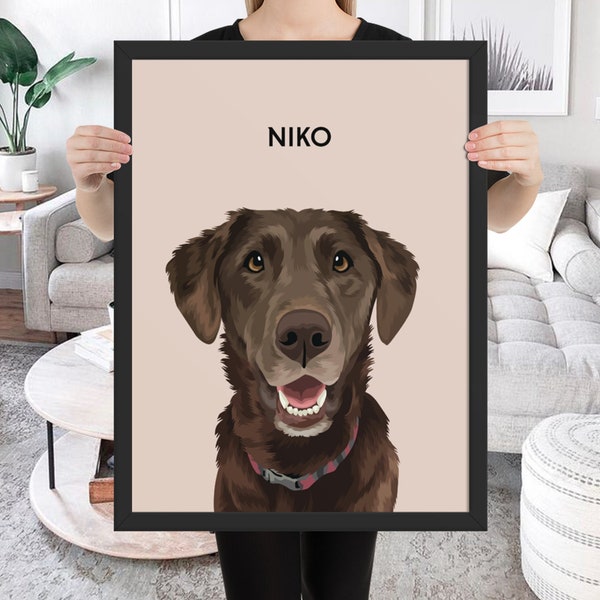 Custom Pet Portrait | Framed Dog Portrait | Digital Dog Art Pet Commission | Custom Dog Picture | Custom Wall Art | Personalized Home Decor