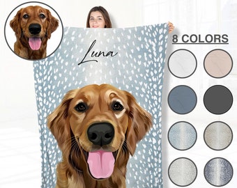 Custom Pet Blanket | Personalized Dog Photo Blanket | Pet Throw Blanket with Picture | Dog Lover Gift For Dog Mom | Dog Face and Name Gift