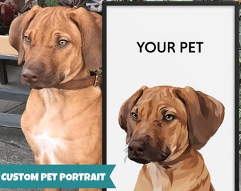 Custom Pet Portrait, Framed Dog Art Print, Pet Memorial Gift