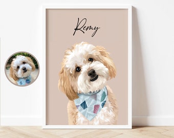 Custom Pet Portrait, Framed Pet Memorial Art
