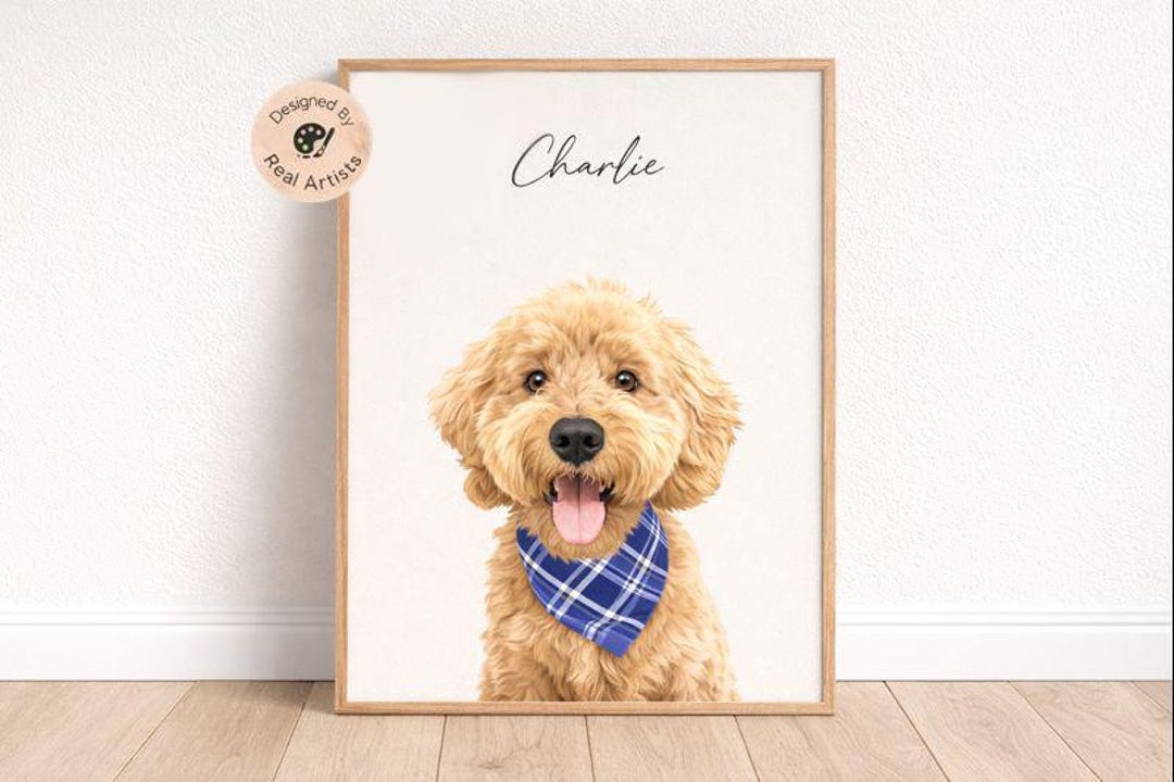Custom Pet Portrait Gift | Personalized Dog or Cat Art From Photo - Etsy