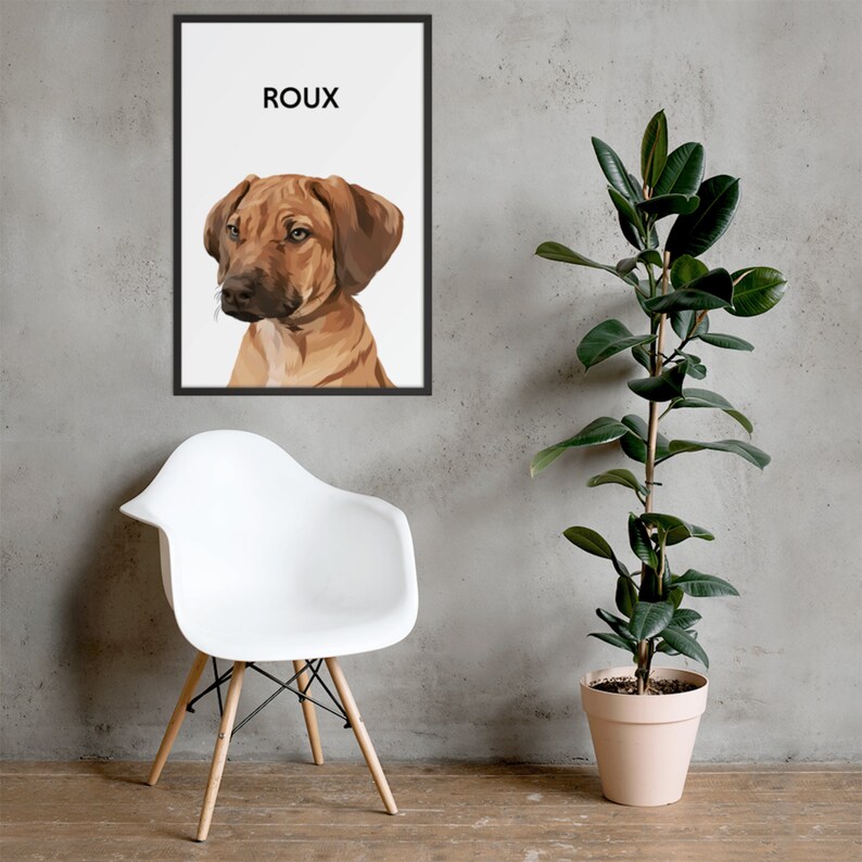 Framed Dog Portrait Custom Pet Portrait Custom Wall Art Custom Dog Picture Personalized Home Decor Digital Dog Art Pet Commission