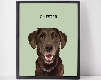 Custom Pet Portrait | Framed Dog Portrait | Digital Dog Art Pet Commission | Custom Dog Picture | Custom Wall Art | Personalized Home Decor