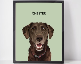 Tierportrait | Hundeportrait | Digital Hund Kunst Haustier | Personalisiertes Hundebild | Benutzerdefinierte Wandkunst | Personalisierte Wohnkultur