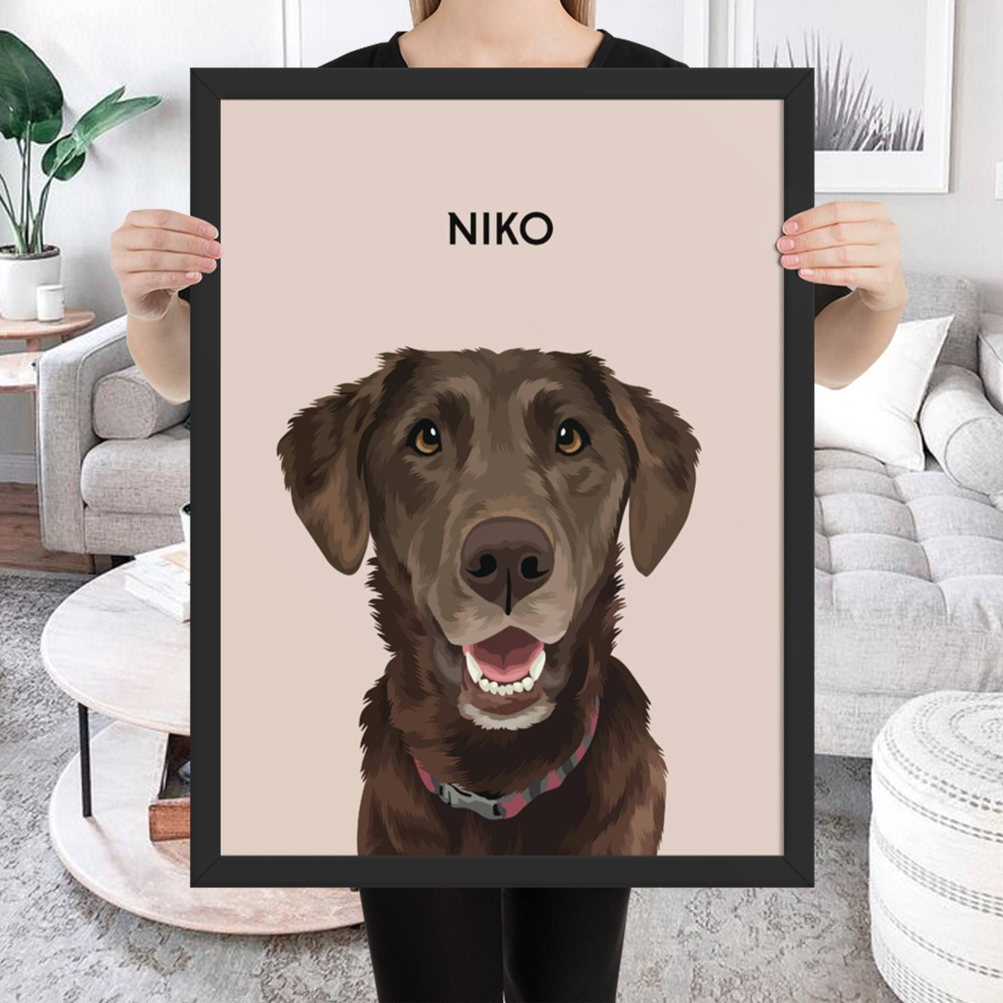 Custom Pet Portrait Framed Dog Portrait Digital Dog Art - Etsy