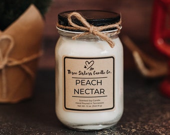 Peach Nectar Soy Candle - Candle Gift - Scented Candle - Farmhouse Decor