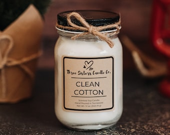 Clean Cotton Soy Candle - Candle Gift - Scented Candle - Farmhouse Decor