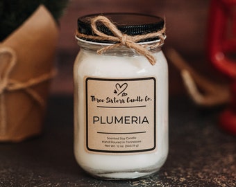 Plumeria Soy Candle - Candle Gift - Scented Candle - Farmhouse Decor