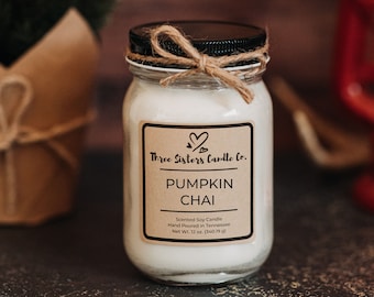Pumpkin Chai Soy Candle - Candle Gift - Scented Candle - Farmhouse Decor