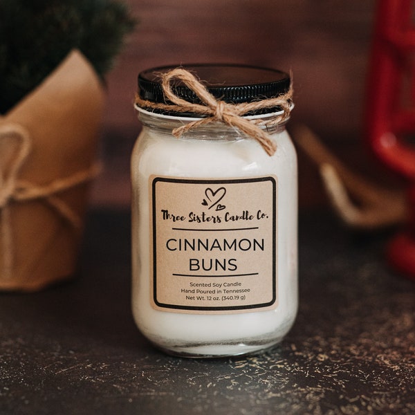 Cinnamon Buns Soy Candle - Candle Gift - Scented Candle - Farmhouse Decor