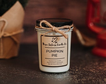 Pumpkin Pie Soy Candle - Candle Gift -Wedding Favors - Mason Jar Candle