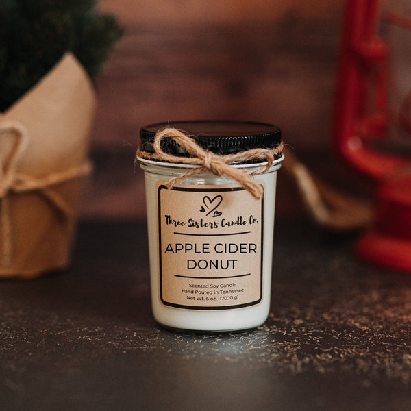 Apple Cider Donut Soy Candle - Candle Gift -Wedding Favors - Mason Jar Candle