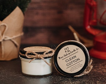 Clean Cotton Soy Candle - Candle Gift - Wedding Favors - Scented Candle