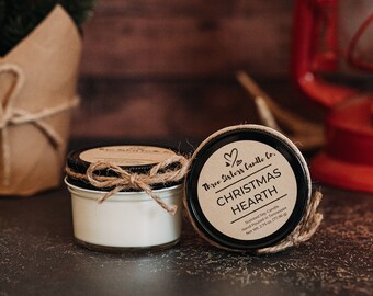 Christmas Hearth Soy Candle - Candle Gift - Wedding Favors - Scented Candle
