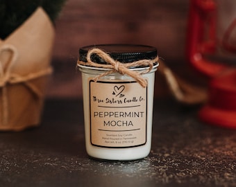 Peppermint Mocha Soy Candle -   Candle Gift - Scented Candle - Farmhouse Decor
