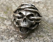 Viking Silver Ring 316L Premium Stainless Steel Thorns Skull Silver Skull Rings
