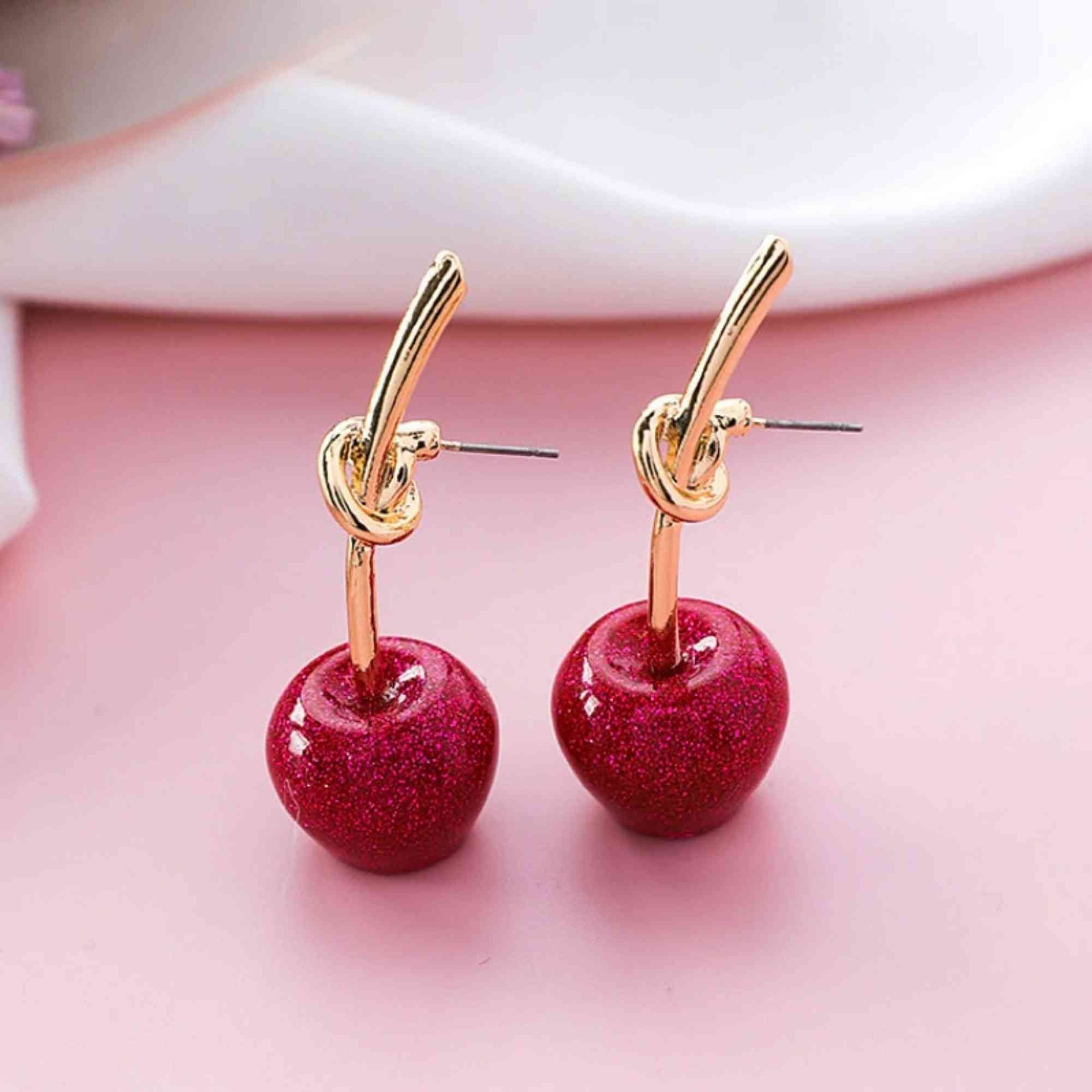 Creative Simulated Cute Cherry Earrings Alloy Trendy Girl | Etsy