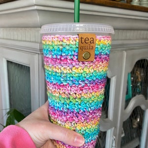 Crochet Coffee Cup Cozy Crochet Pattern, Iced Coffee Cozy Crochet Pattern, Iced Tea Cozy Crochet Pattern, Crochet Iced Drink Sleeve