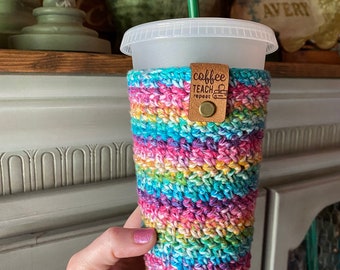 Crochet Iced Coffee Cozy Pattern: Sunshine Drink Sleeve (PDF Pattern)