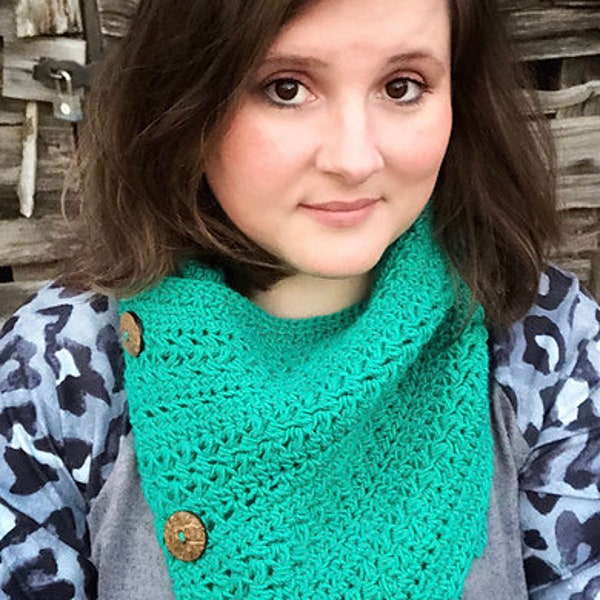 Crochet Cowl Pattern, Button Cowl Crochet Pattern, Pdf Cowl Crochet Pattern Crochet Neck Warmer Pattern, Quick Crochet Cowl