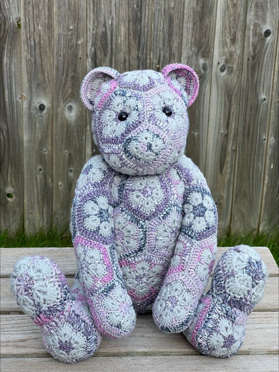 Handmade African Flower Crochet Teddy Bear Soft Toy - Etsy