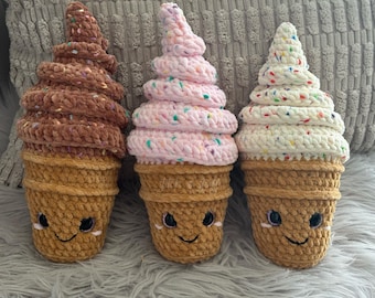 Super soft handmade crochet ice cream soft toy plushie