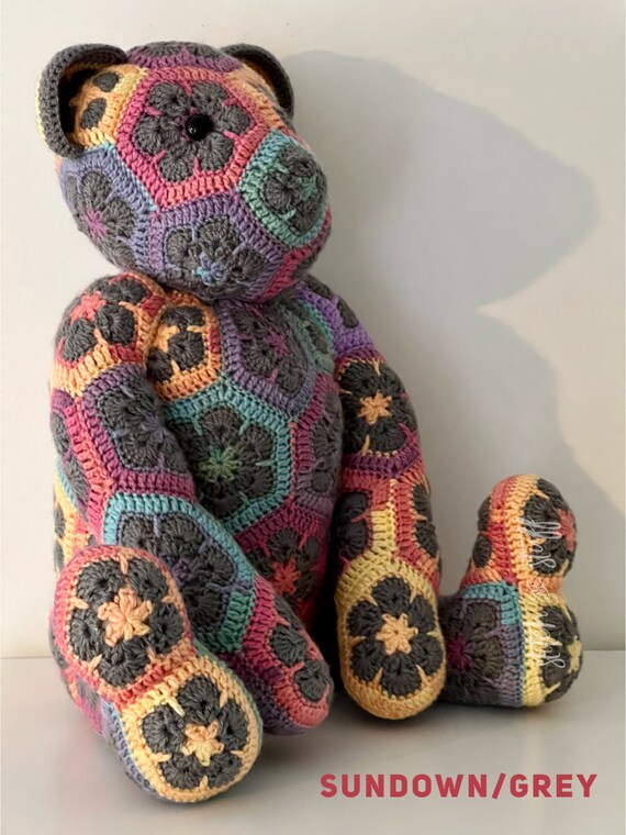 Handmade African Flower Crochet Teddy Bear Soft Toy - Etsy