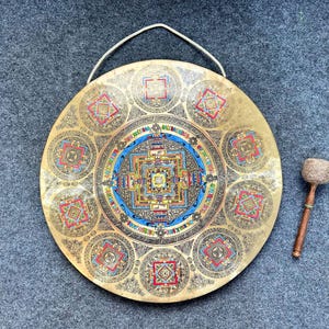Chakra Yantra Gong – Handcrafted 7 Metals Tibetan Gong | Sacred Sound Healing Instrument | 40–100cm | Mandala Gong for Meditation & Rituals