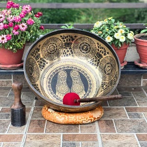 Handcrafted Buddha Feet Singing Bowl for Meditation and Healing - Large Tibetan Bowl with Deep Resonance, Perfect for Spiritual Practices