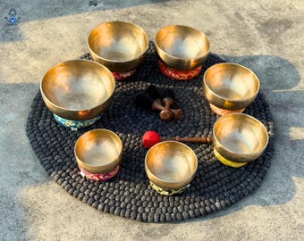 Juego de 7 cuencos tibetanos hechos a mano: afinados para la sanación con sonido