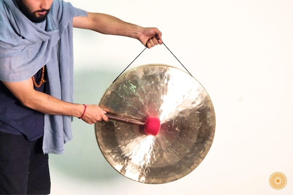 Handmade Tibetan Gong from Nepal, Seven Metal Sound Healing Instrument, Hand Hammered Meditation & Yoga Therapy Tool