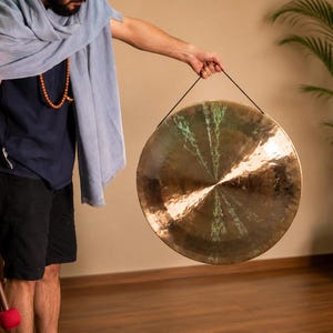 Handgjord tibetansk Gong från Nepal, sjumetallsljudshälsoinstrument, handhamrat meditations- och yogaterapiverktyg bild 11