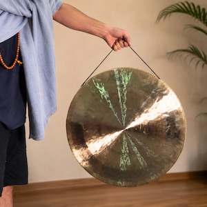 Handgjord tibetansk Gong från Nepal, sjumetallsljudshälsoinstrument, handhamrat meditations- och yogaterapiverktyg bild 3