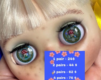 Handmade 3D Crystal Eyes Chips for Blythe Dolls