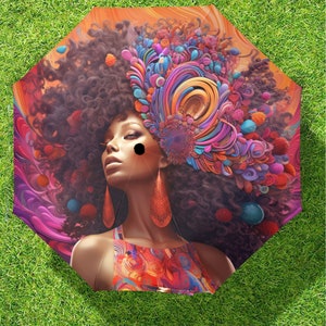 Afro -Centric Semi- Auto Foldable Umbrella