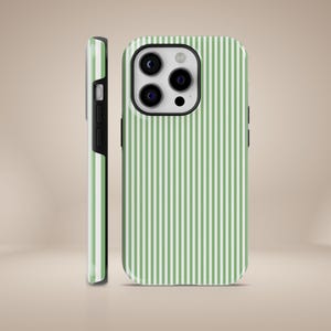 Green Stripe Phone Case Striped Retro Lines Tough Cover for iPhone 16, 15, 14, 13, 12, Pixel 9Pro XL, 8, 7A, 6, Samsung S25, S24, S23, S22