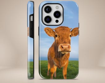 Cow Phone Case Cute Animal Holy Highland Calf Durable Tough Cover for iPhone 17 16 15 14 13 12 11 Pixel 10 Pro 9A 8A 7A Samsung S25 S24 S23