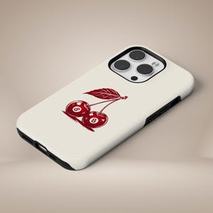 Red Cherry Phone Case Eight Ball 8Ball Cherries Durable Tough Cover for iPhone 16 15 14 13 12 11 Pixel 9Pro XL 8 7A 6A Samsung S24 S23 S22