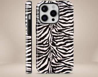Zebra Print Phone Case Animal Stripes Lines Tough Cover for iPhone 17, 16, 15, 14, 13, 12, Pixel 10 Pro, 9A, 8A, Samsung S25, S24, S23, S22