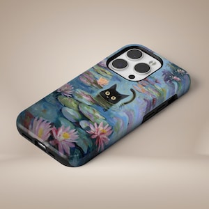 Capa de telefone com pintura de gato, cauda de miado, água de animal de estimação, capa resistente e durável para iPhone 16, 15, 14, 13, 12, 11 Pixel 9Pro XL 8, 7A, 6A Samsung S24, S23, S22, A54
