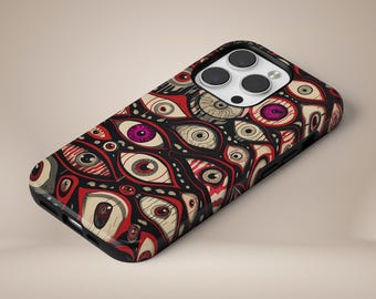 Funda para teléfono Gore Eye con diseño de vampiro, estilo gótico, rojo aterrador, resistente y duradera para iPhone 17, 16, 15, 14, 13, 12 y 11, Pixel 10Pro, 9A, 8, Samsung S25, S24 y S23.