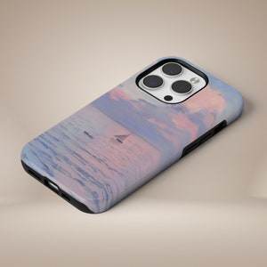 Claude Monet Handytasche Sea Boat Rosa Französische Malerei Tough Cover für iPhone 16 15 14 13 12 11 Pixel 9Pro XL 8 7A 6A Samsung S24 S23 S22 A54