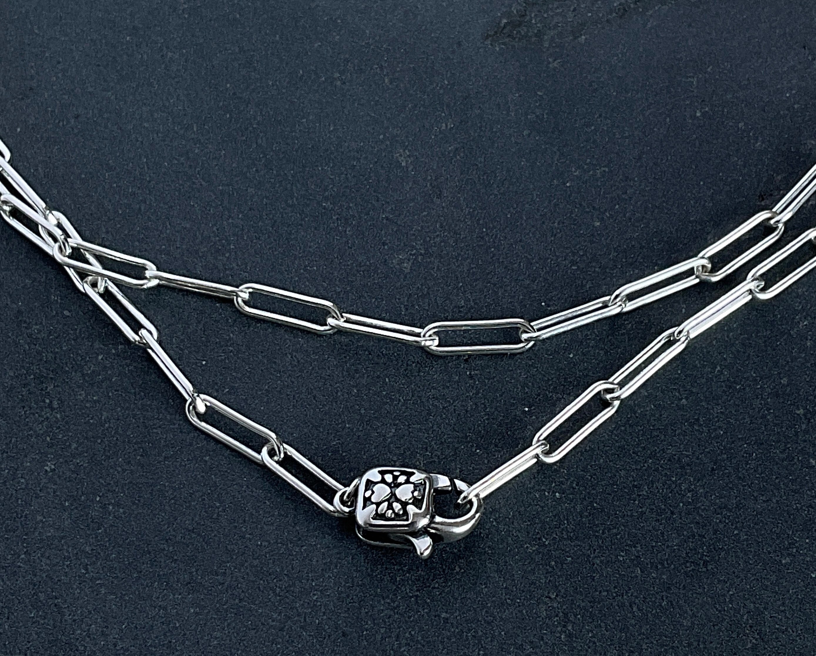 Solid Sterling Silver Large Paperclip Necklace Chain with Etsy