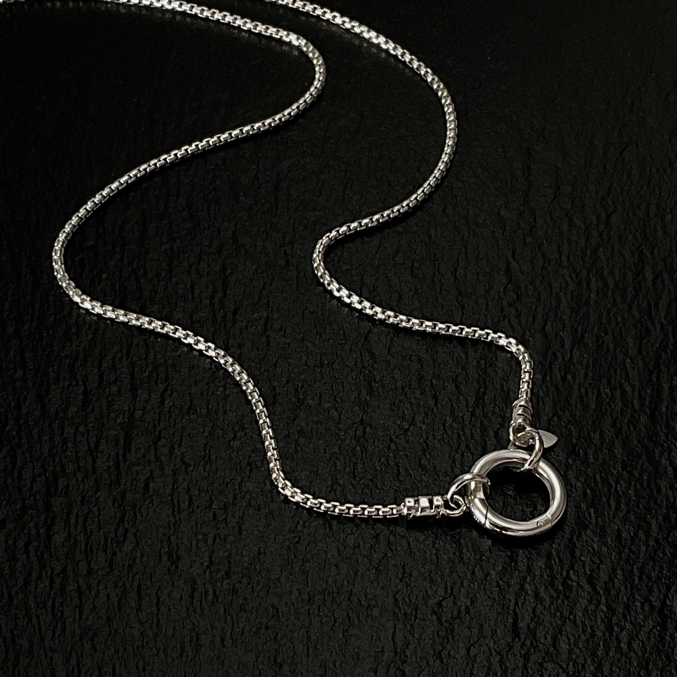Solid 925 Sterling Silver Box Chain Necklace, 1.8mm With Solid 925 Sterling Silver Box Chain Necklace, 1.8mm With