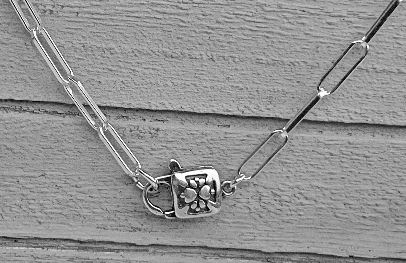 Sterling Silver Large Paperclip Necklace Chain with Front Lock Etsy